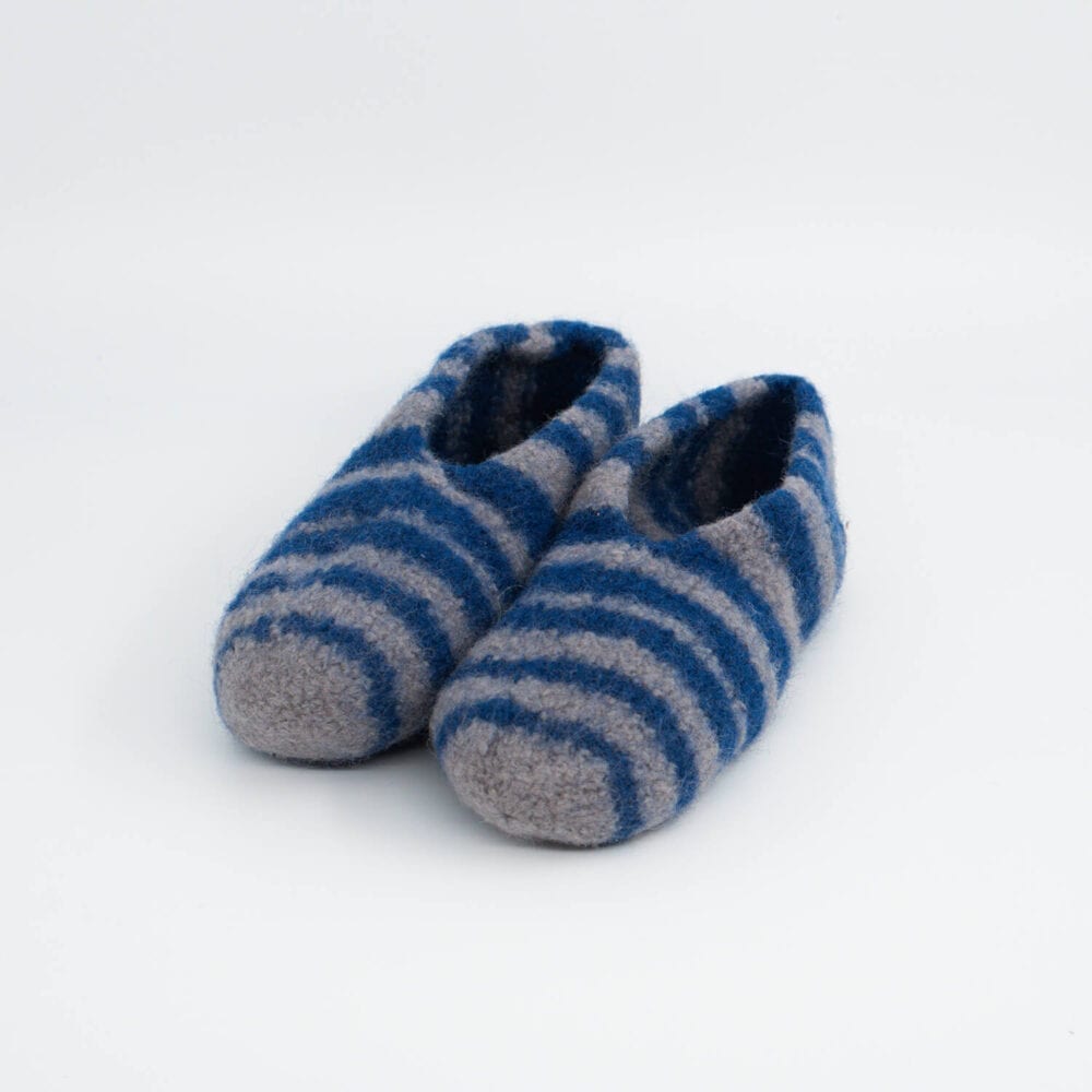 Zebra knitted felt slippers