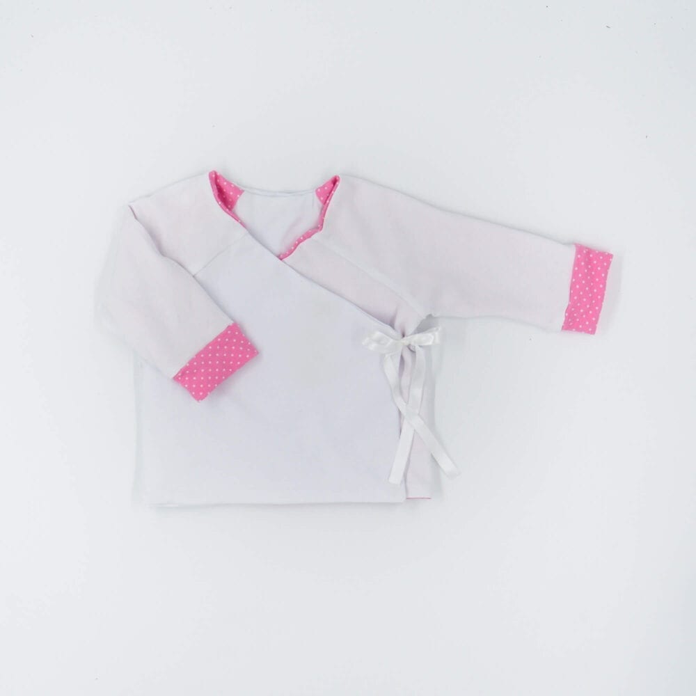 DOUBLE SIDED CARDIGAN PINK WHITE SPOTS