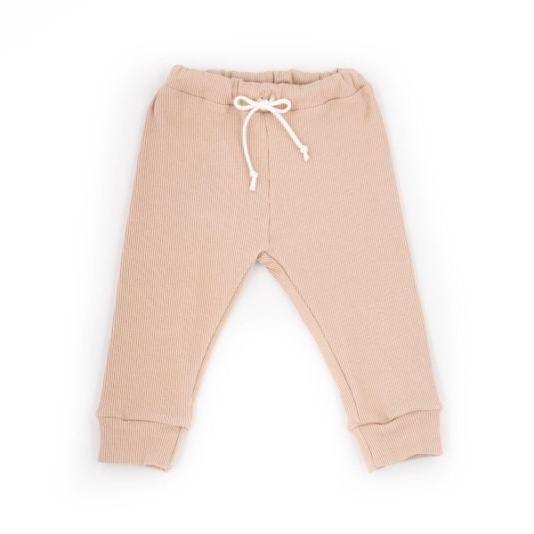 Ribbed jersey long pants beige